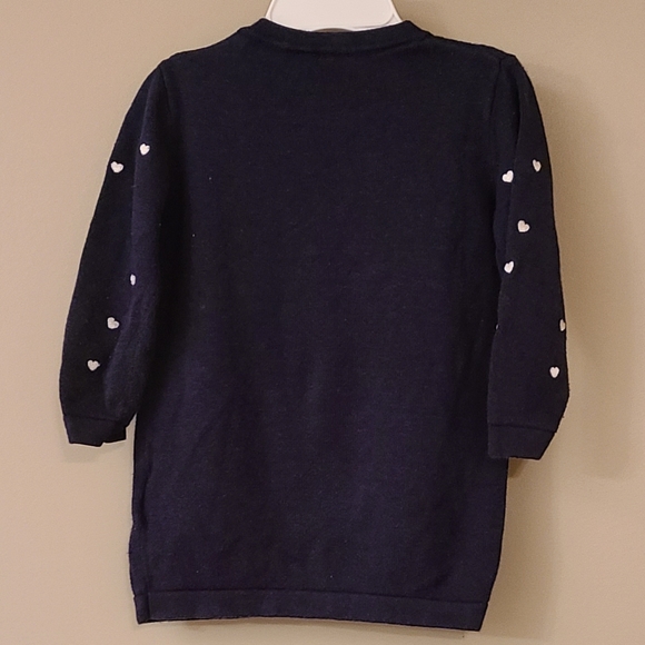 Guess navy long pullover sweater with heart print - Picture 2 of 4